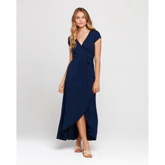 L’space XS Goa Black High Low Maxi Wrap Dress Cover Up Black Sleeveless - Picture 1 of 10